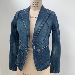 L.A.M.B. Denim Jean Jacket One Button Blazer